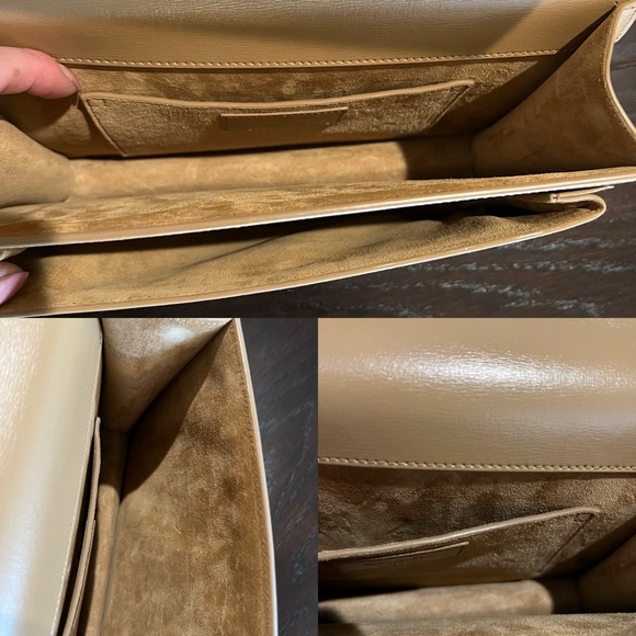 YSL Sunset Top Handle Medium Smooth Leather Shoulder Bag in Dark Beige - Picture 6 of 10